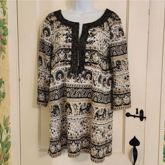 New Calypso St. Barth Elephant Print Tunic/Dress w/Embroidery Sz.S MSRP $315 - Picture 3 of 7
